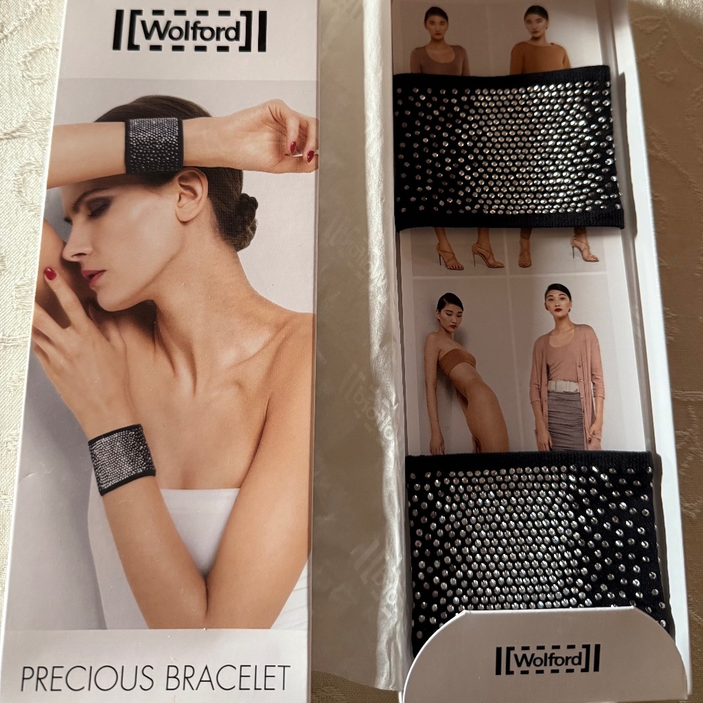 Ridiculous BIG SALE..NEW WOLFORD"PRECIOUS BRACELET" 2 IN PKG-BLACK & SILVER